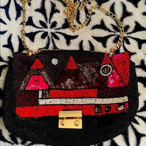 Brightly colored beaded crossbody purse